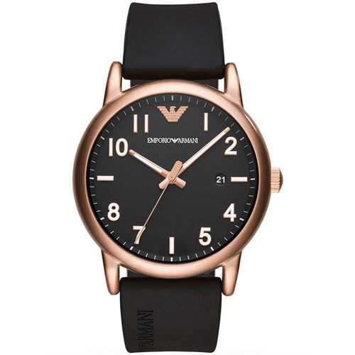 Reloj Emporio Armani Luigi AR11097 Fecha Correa Silicona Oro Rosado