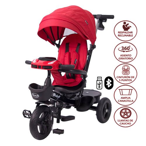 Triciclo Ebaby Guiador ARIA USB Bluetooth Rojo