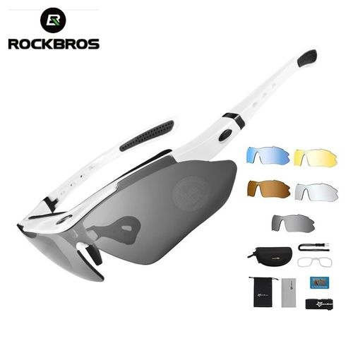 Lentes Ciclismo ROCKBROS Set 5 En 1 Blanco Polarizados HD Night Vision