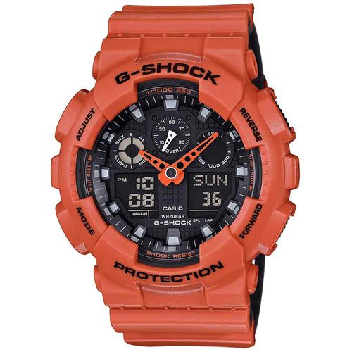 Reloj Casio G-Shock GA100L-4A Digital Analógico Luz Led Resina Naranja Negro