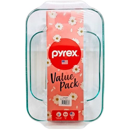 SET PYREX  HORNEA: Fuente Cuadrada de 1.4 Lt + Fuente Deep 4.7 Lt