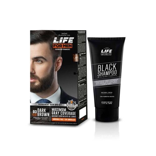 Life For Men Tinte Kit Castaño Oscuro + Black Shampoo