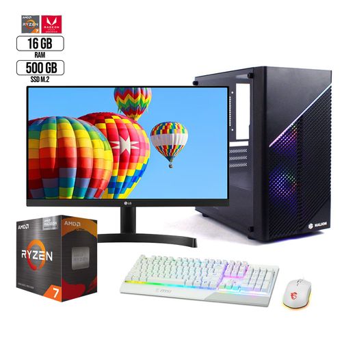 Pc Universitario2 Ryzen 7 4.6Ghz Monitor 24 Ssd 500Gb Ram 16Gb