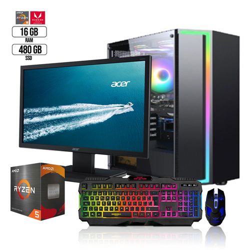 Pc Universitario Ryzen 5 3.7Ghz Monitor 22 Ssd 480Gb Ram 16Gb