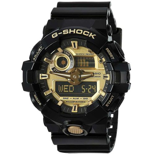 Reloj Casio G-Shock GA710GB-1A Digital Analógico Luz Led Resina Negro Brillante y Dorado