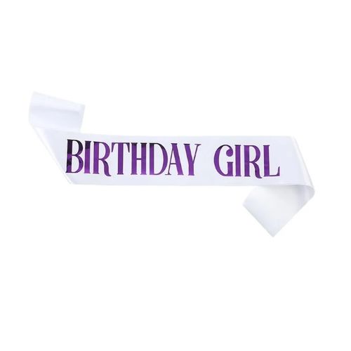 Banda cumpleaños Birthday Girl blanco con morado