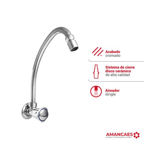 LLAVE LAVADERO PARED PICO L AIREADOR DIRIGIBLE SOFIA CROMADO VAINSA