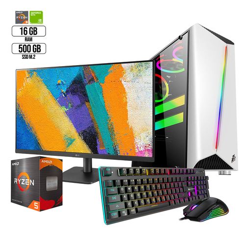 Pc Diseño Ryzen 5 Monitor 27 Hdd 1Tb Ssd 500Gb Ram 16Gb Gtx1050Ti