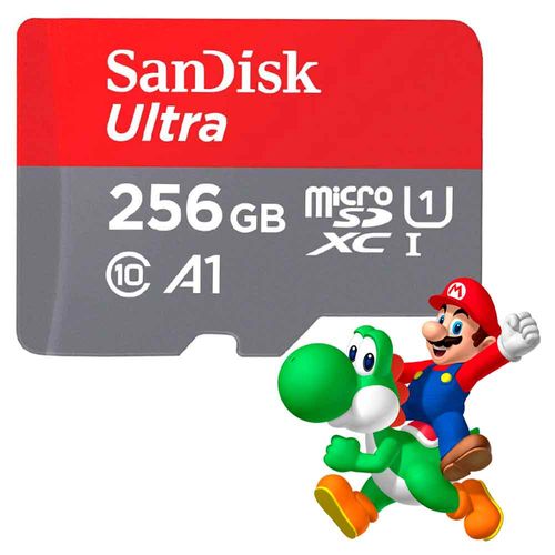 Memoria Sandisk Ultra 256GB para Nintendo Switch MicroSDXC UHS-I 150MB/s Gris/Rojo