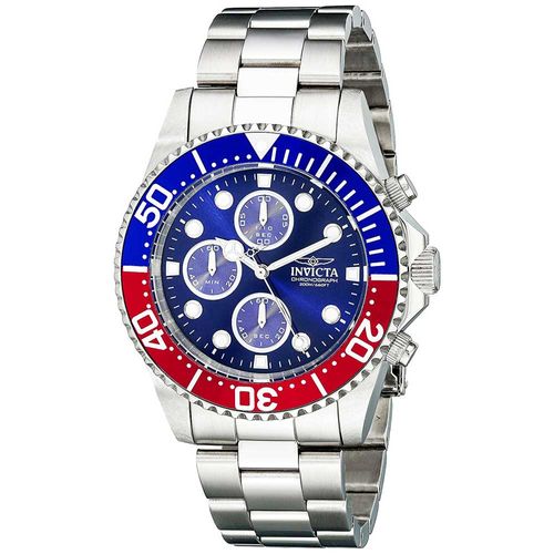 Reloj Invicta Pro Diver 1771 Cronómetro Acero Inoxidable Plateado Rojo Azul