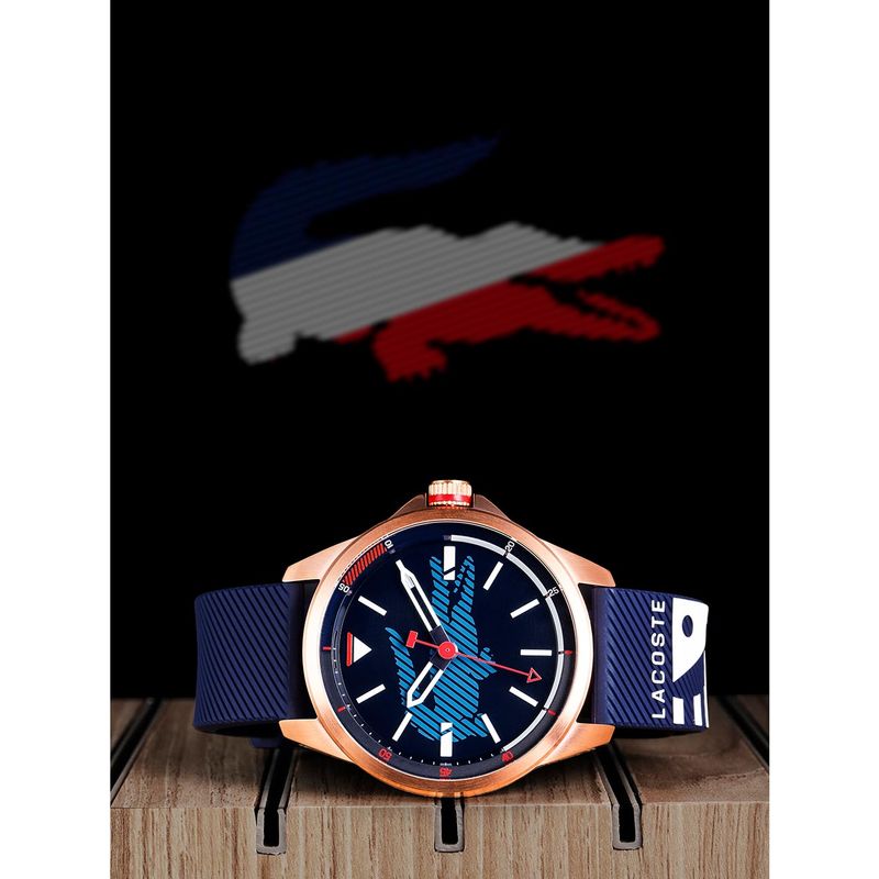 Reloj Lacoste Capbreton 2010964 Acero Oro Rosado Correa Silicona Azul Shopstar