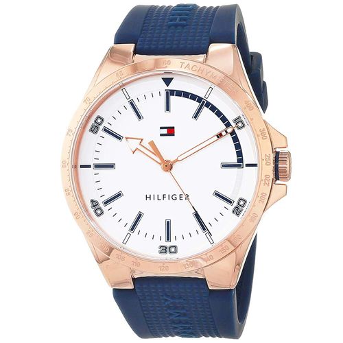 Reloj Tommy Hilfiger Riverside 1791526 Correa de Silicona Azul Acero Dorado