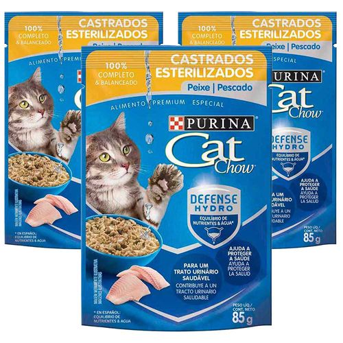 Pack CAT CHOW para Esterilizados Pescado Pouch 85g x3un