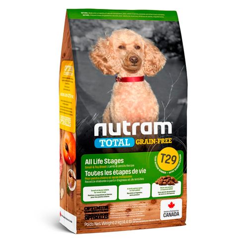 Comida Perro Pequeño Alérgico Nutram T29 Cordero Lenteja Libre Grano 2kg