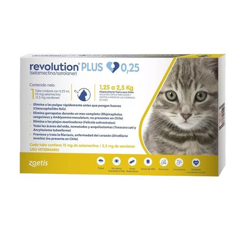 Revolution Plus 3unid x0.25ml Amarillo Felinos hasta 2.5kg