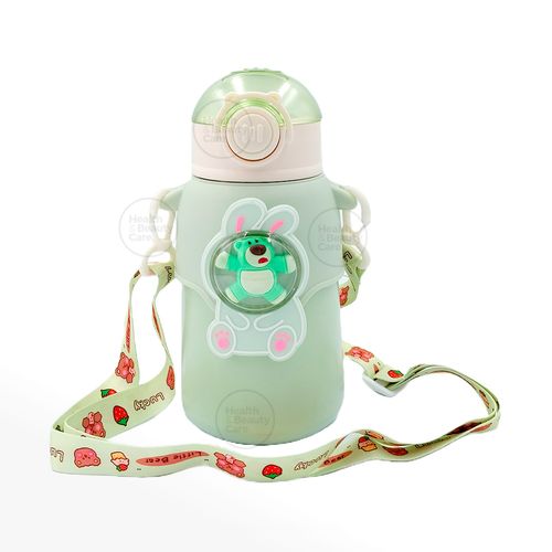 TERMO KAWAI 3D OSITO CON LANGER + STICKER COLOR VERDE 500ML