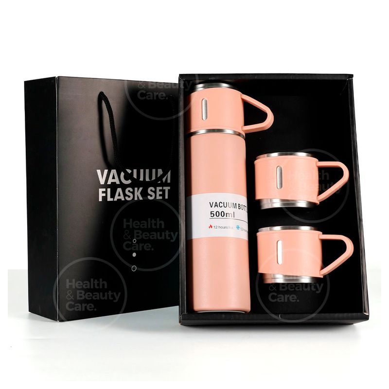 TERMO-DE-ACERO-INOXIDABLE-CON-2-TAZAS---BOLSA-DE-REGALO-COLOR-ROSADO