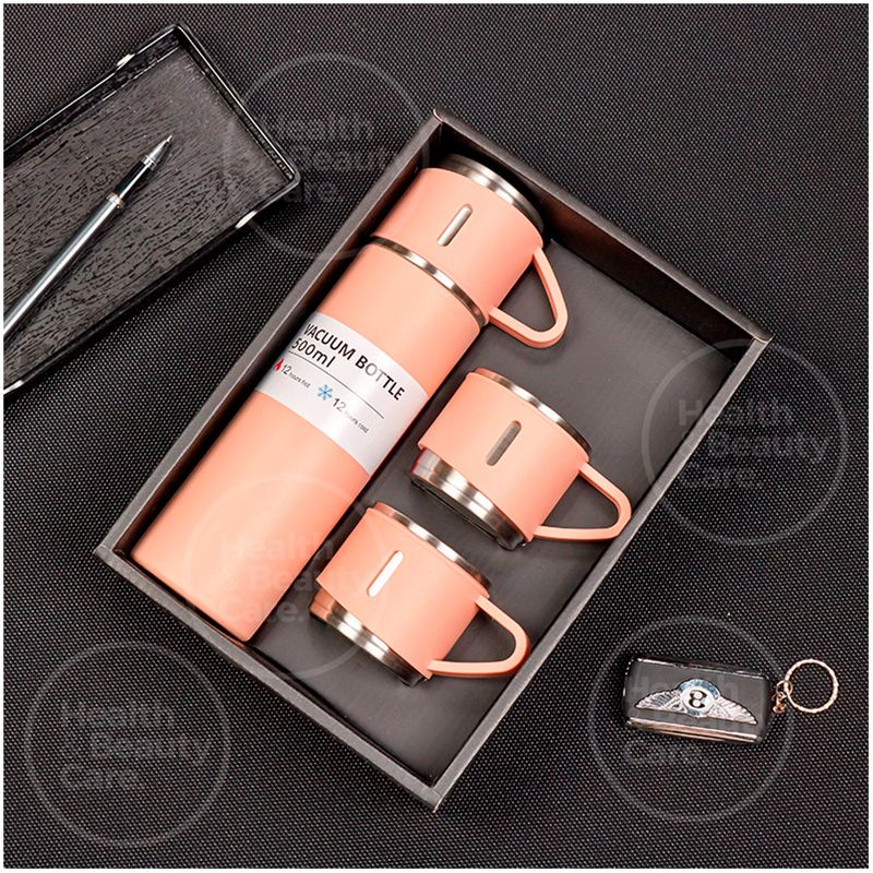 TERMO-DE-ACERO-INOXIDABLE-CON-2-TAZAS---BOLSA-DE-REGALO-COLOR-ROSADO