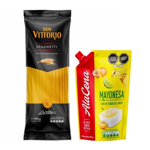 Pack Mayonesa ALACENA Doypack 850g + Fideo Spaghetti DON VITTORIO Bolsa 950g