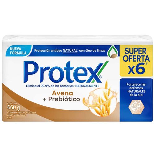 Jabón de Tocador PROTEX Avena + Prebiótico 110g Paquete 6un