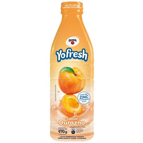 Leche Fermentada GLORIA Yofresh Sabor a Durazno Botella 970g