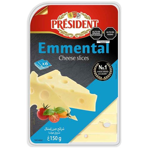 Queso Emmental Slices PRESIDENT Bandeja 150g