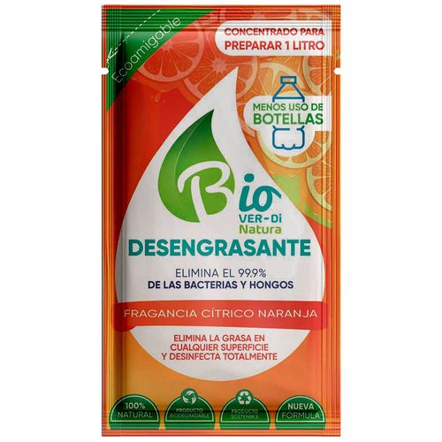 Desengrasante Ecoamigable BIOVERDI NATURA Cítrico Naranja Sachet 35ml Paquete 3un