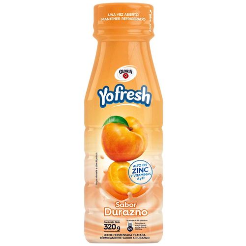 Leche Fermentada GLORIA Yofresh Sabor a Durazno Botella 320g