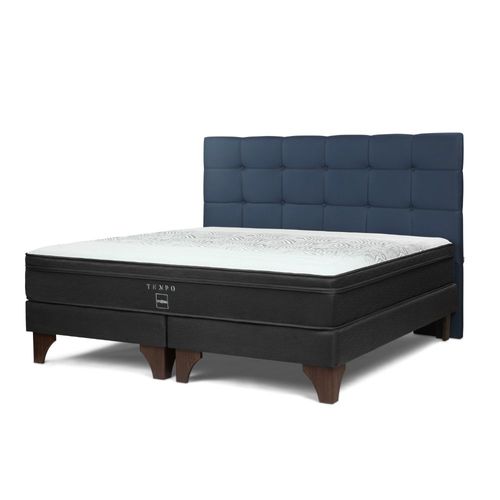 Dormitorio Europeo Tempo King + Respaldo Issey Azul