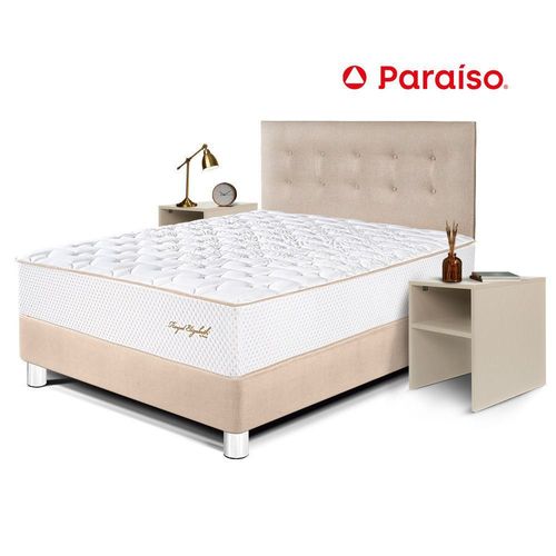 Dormitorio Royal Elizabeth 2 Plazas Champagne+ Velador Repisa