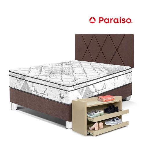 Dormitorio Pocket Advance 2 Plazas Chocolate+ Zapatera Prem