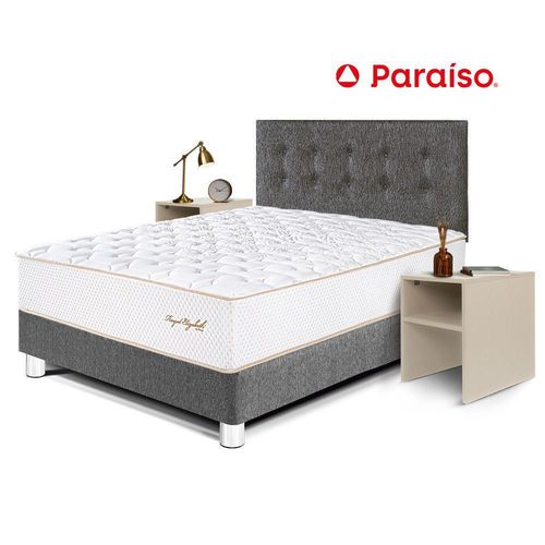 Dormitorio Royal Elizabeth 2 Plazas Gris+ Velador Repisa