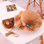 SOMBRERO-DE-PAJA-CON-FLORES-MAS-BOLSO-PARA-NIÑA-COLOR-BEIGE-OSCURO