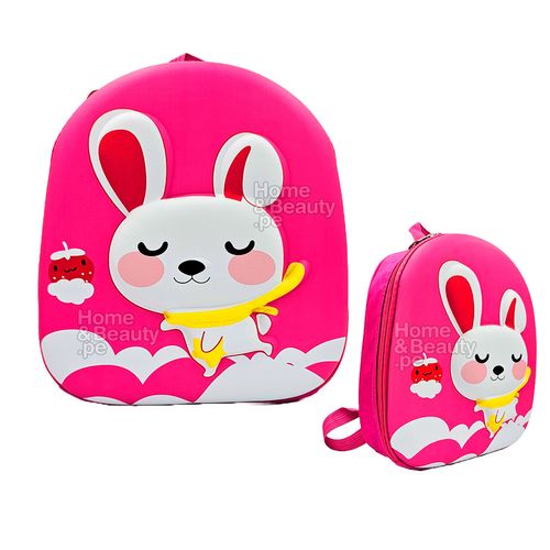 MOCHILA KIDS KAWAI 3D MODELO CONEJA COLOR FUCSIA