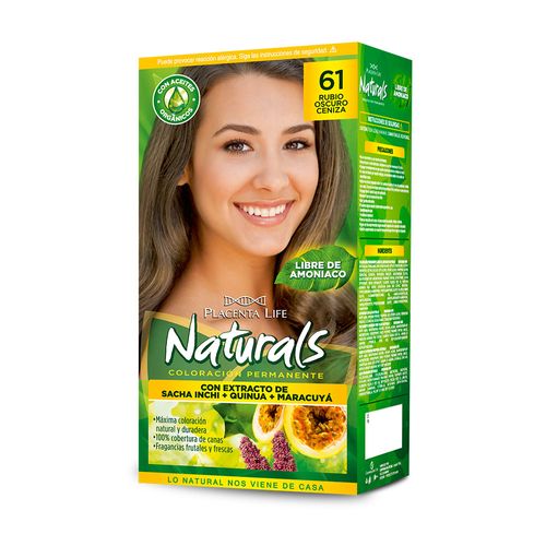 Placenta Life Naturals Coloración 61 Rubio Oscuro Ceniza Kit NP