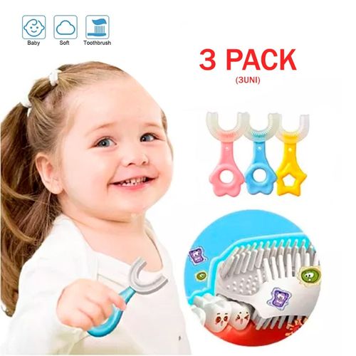 Pack 3 Cepillos 360° U de Silicona para Niños Niñas Bebés