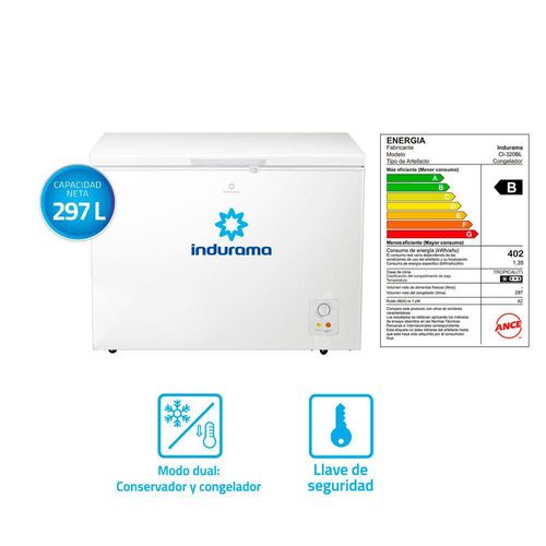 Congelador Indurama CI-320BL 297L Blanco