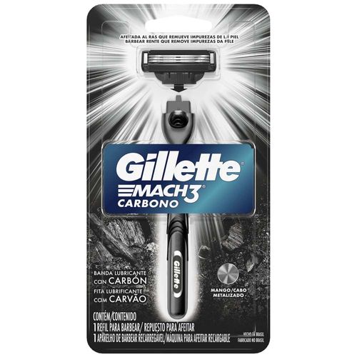 Afeitadora Recargable GILLETTE Mach3 Carbono Blíster 1un