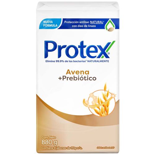 Jabón de Tocador PROTEX Avena + Prebiótico 110g Paquete 8un