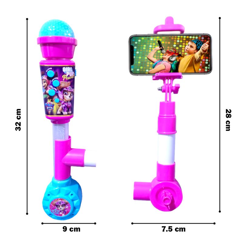 Microfono-Inalambrico-Karaoke-con-Luces-y-Soporte-para-Selfie-Paw-Patrol