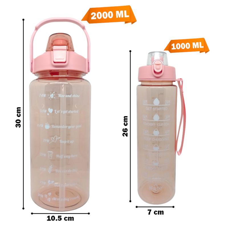 Botella-Tomatodo-Motivacional-Kawaii-Rosado-2-Piezas-2000ml-1000ml