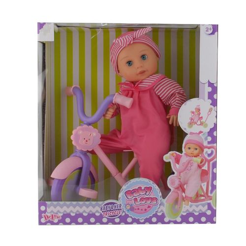 Muñeca Deluxe Baby Love Tricycle 46Cm