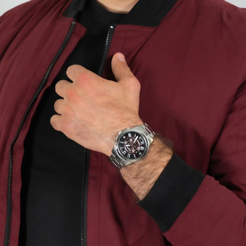Reloj-Fossil-Grant-FS5628-Cronometro-Acero-Inoxidable-Plateado-Guinda