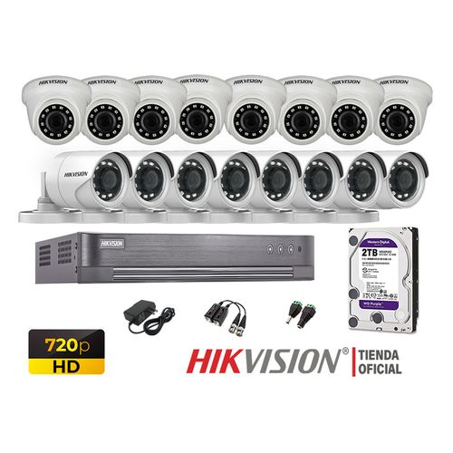 Kit 16 Cámaras Seguridad Hikvision Hd 720P + Disco 2Tb Oferta P2P Hdmi