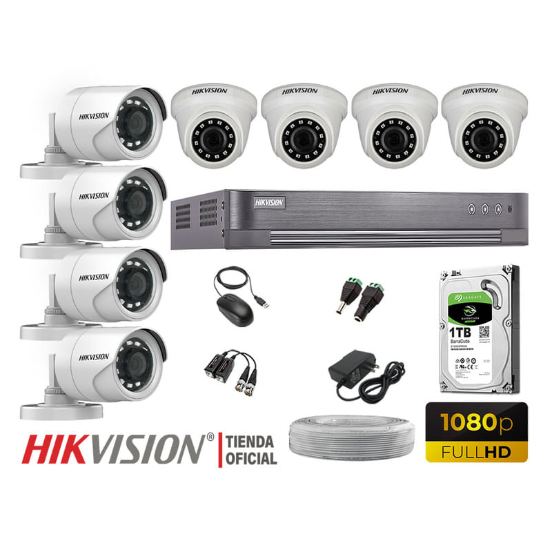 Kit-8-Camaras-Seguridad-Hikvision-Full-Hd-1080P---Disco-1Tb-Completo
