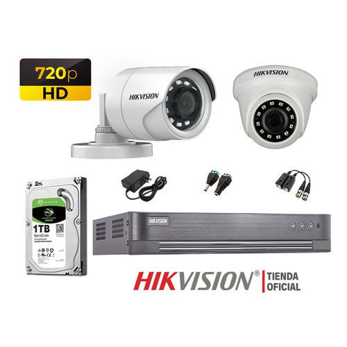 Kit 2 Cámaras Seguridad Hikvision Hd 720P + Disco 1Tb Oferta P2P Hdmi