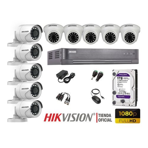 Kit 10 Cámaras Seguridad Hikvision Full Hd 1080P + Disco 1Tb Oferta