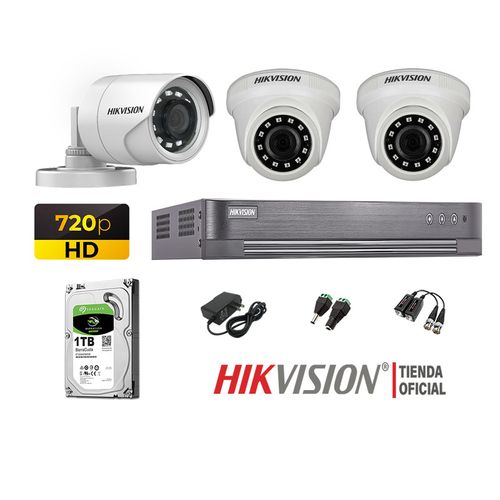 Kit 3 Cámaras Seguridad Hikvision Hd 720P + Disco 1Tb Oferta P2P Hdmi