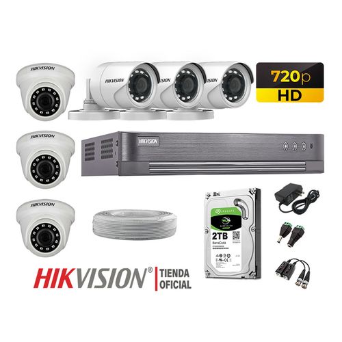 Kit 6 Cámaras Seguridad Hikvision Hd 720P + Disco 2Tb Completo P2P