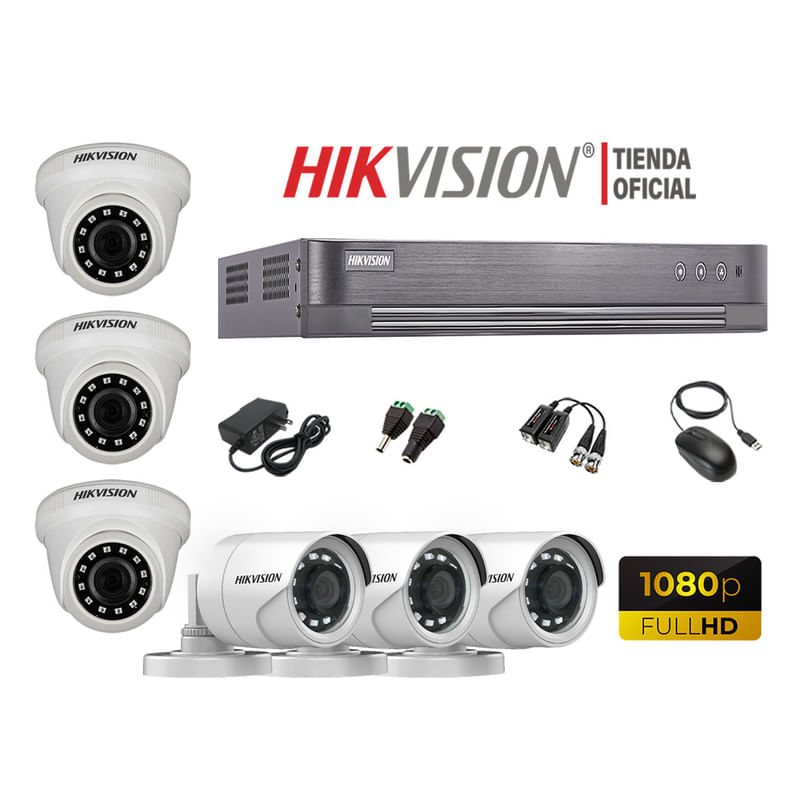 Kit-6-Camaras-Seguridad-Hikvision-Full-Hd-1080P---Cable-Hdmi-Oferta